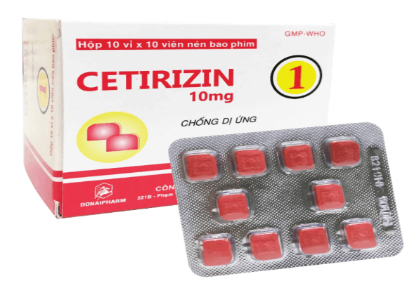 Cetirizin 10mg donaipharm (h/100v) (đỏ)